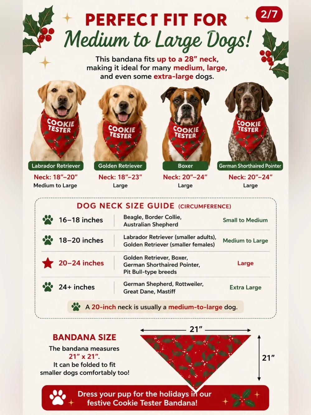 Dog’s Christmas “Cookie Tester” Pet Bandana